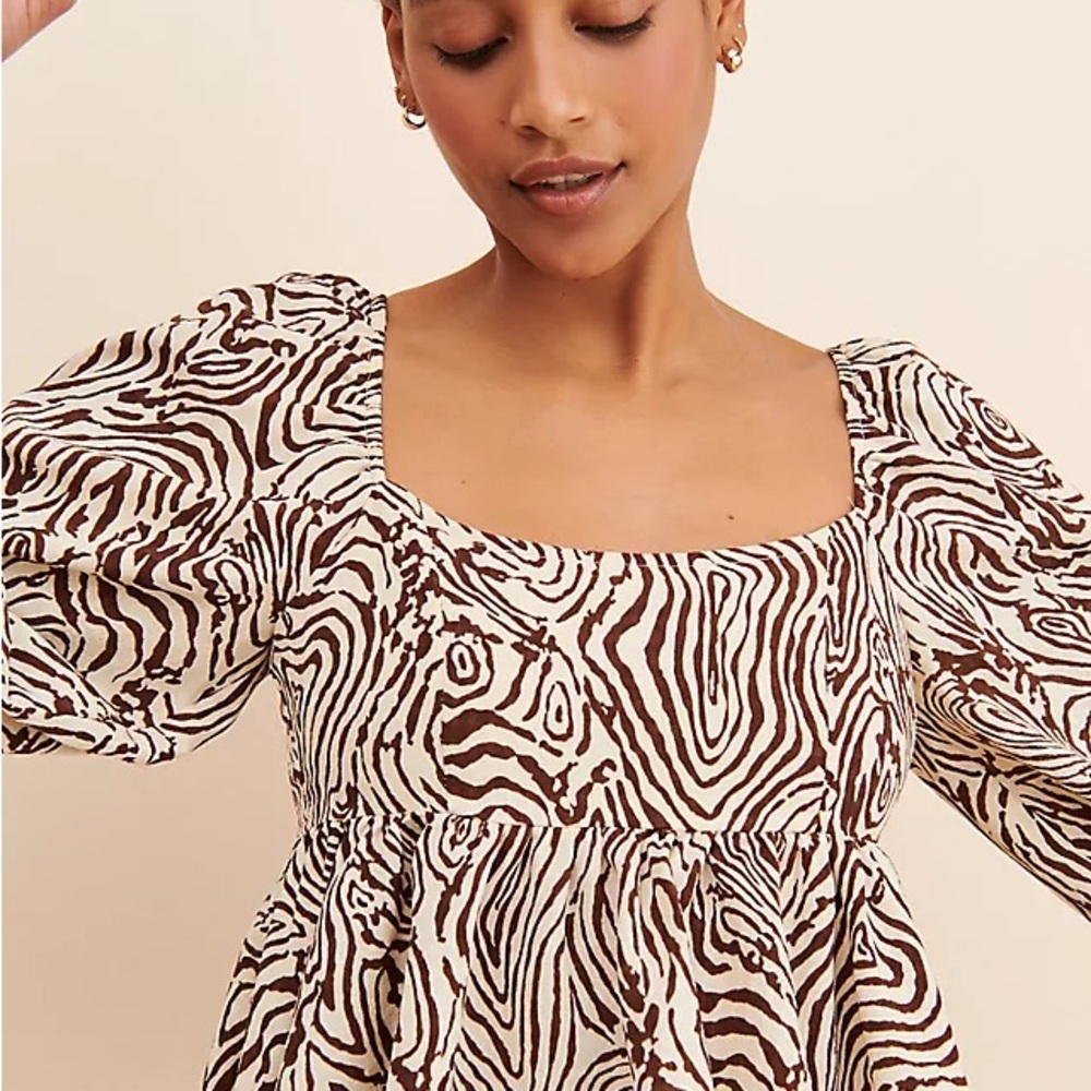 Moon River Printed Babydoll Blouse